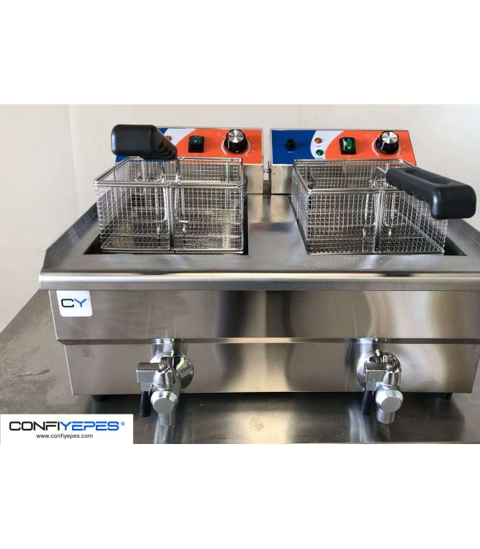 FREIDORA ELECTRICA 10+10L CON GRIFO