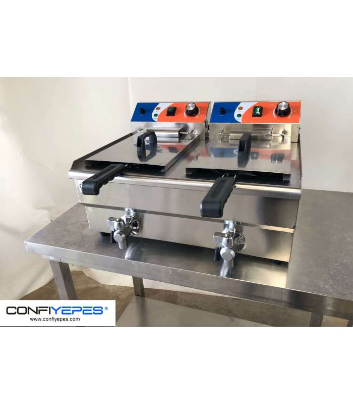 FREIDORA ELECTRICA 10+10L CON GRIFO