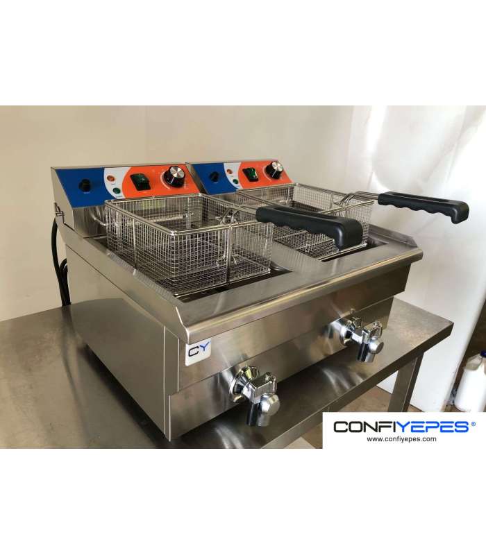 FREIDORA ELECTRICA 10+10L CON GRIFO