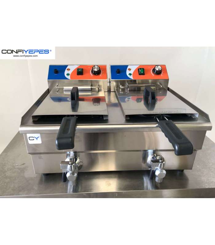 FREIDORA ELECTRICA 10+10L CON GRIFO