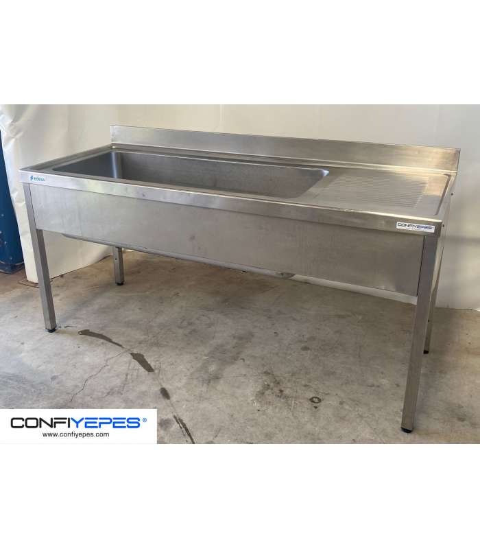 FREGADOR ACERO INOX UN SENO GRANDE + ESCURRIDOR