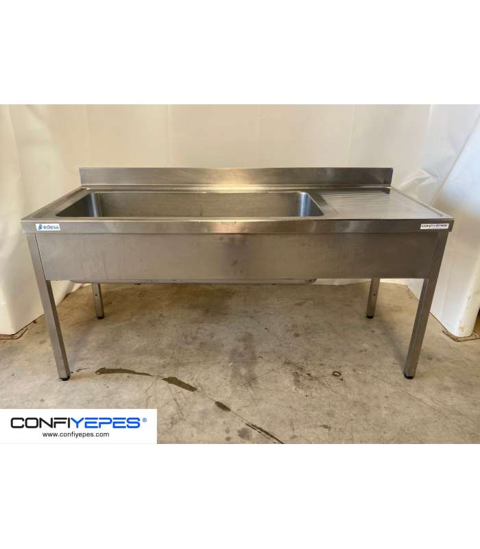 FREGADOR ACERO INOX UN SENO GRANDE + ESCURRIDOR