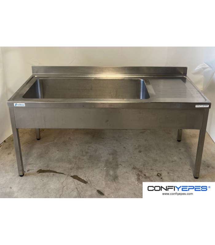 FREGADOR ACERO INOX UN SENO GRANDE + ESCURRIDOR