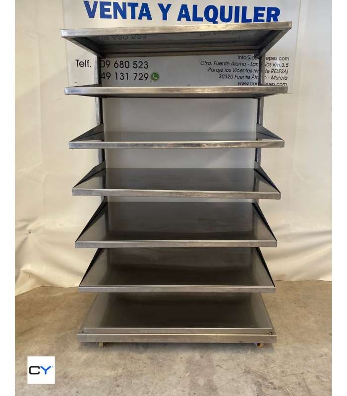 ESTANTERIA ACERO INOX 7 BALDAS + RUEDAS
