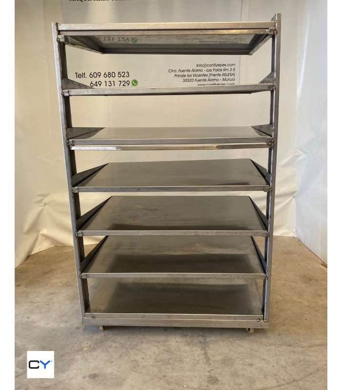 ESTANTERIA ACERO INOX 7 BALDAS + RUEDAS