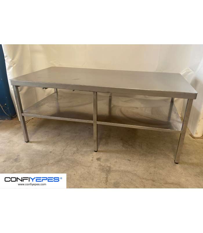 MESA CENTRAL CON BALDA INFERIOR ACERO INOX
