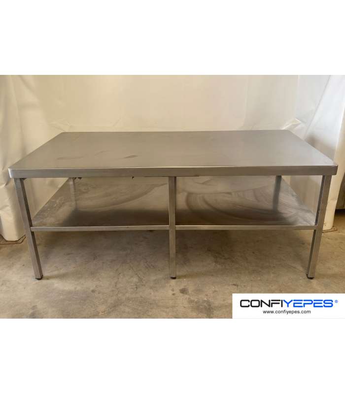 MESA CENTRAL CON BALDA INFERIOR ACERO INOX