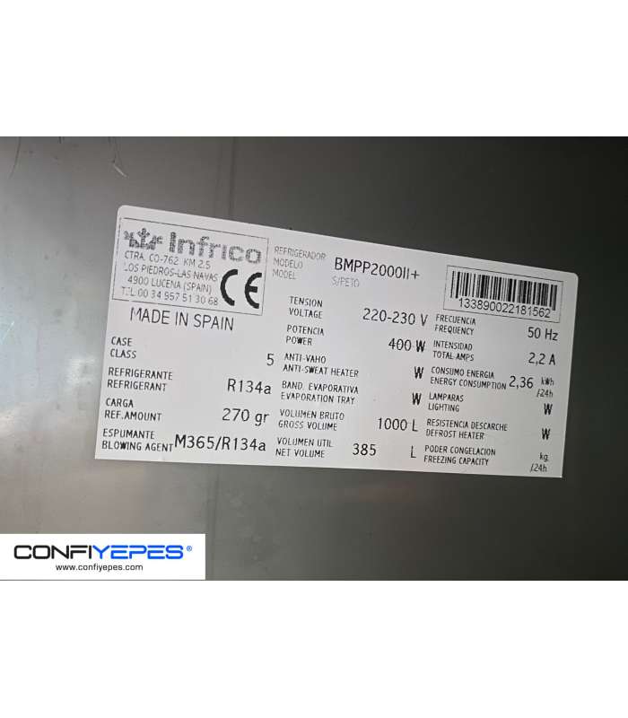 MESA CENTRAL REFRIGERADA INFRICO 2M