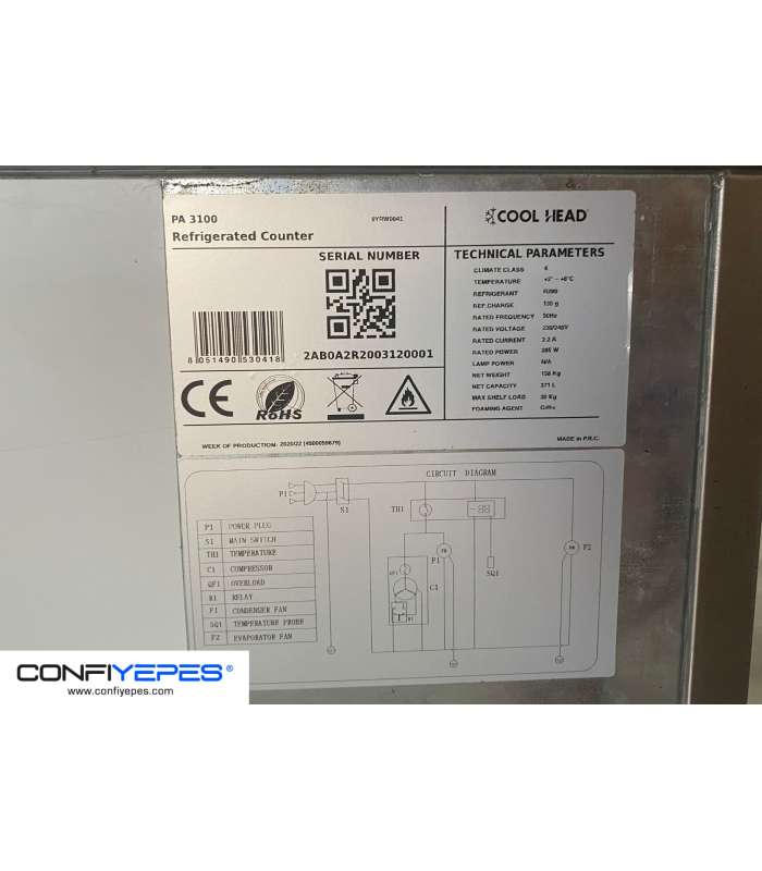 MESA REFRIGERADA PASTELERA COOL HEAD