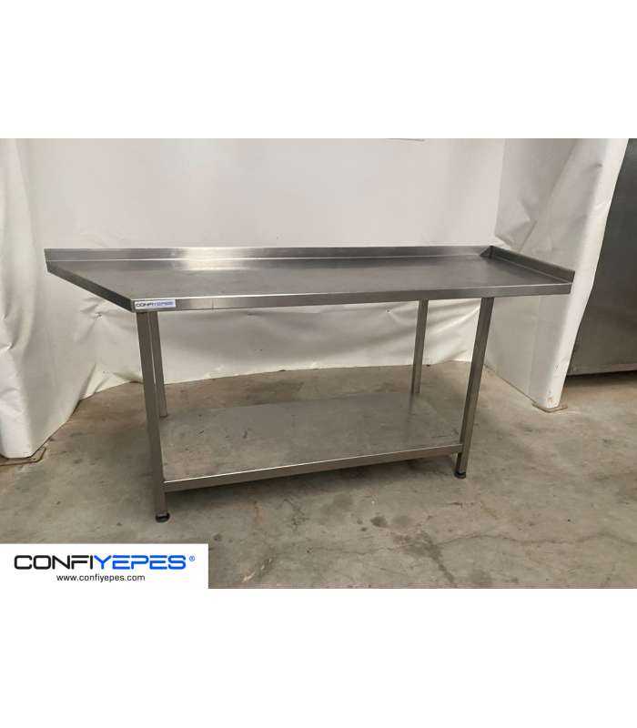 MESA MURAL CON ESQUINA + LEJA INFERIOR ACERO INOX