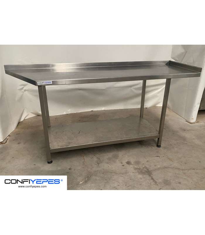 MESA MURAL CON ESQUINA + LEJA INFERIOR ACERO INOX