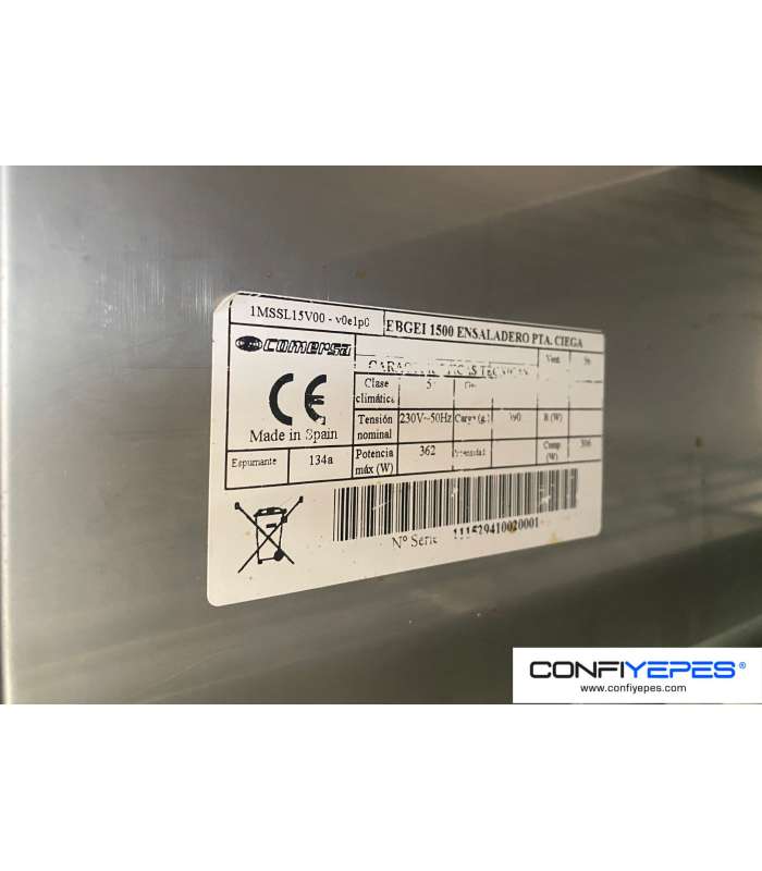 MESA REFRIGERADA CON VITRINA DE INGREDIENTES COMERSA