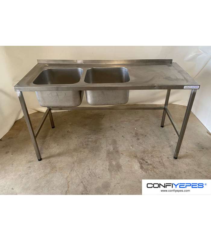 FREGADOR DOS SENOS + ESCURRIDOR DCHA