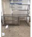 MESA CON PLATERA + ESTANTES  ACERO INOX