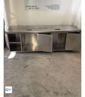 MESA CENTRAL ACERO INOX CON PUERTAS