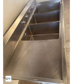 FREGADOR TRES SENOS ACERO INOX