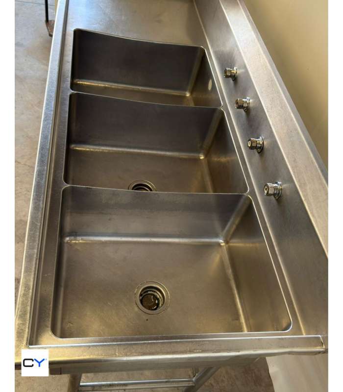 FREGADOR TRES SENOS ACERO INOX