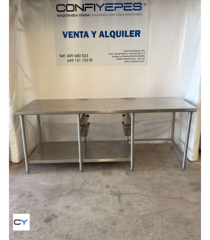 MESA CENTRAL CON DOBLE BANDEJERO PARA CUBETA GN2/1