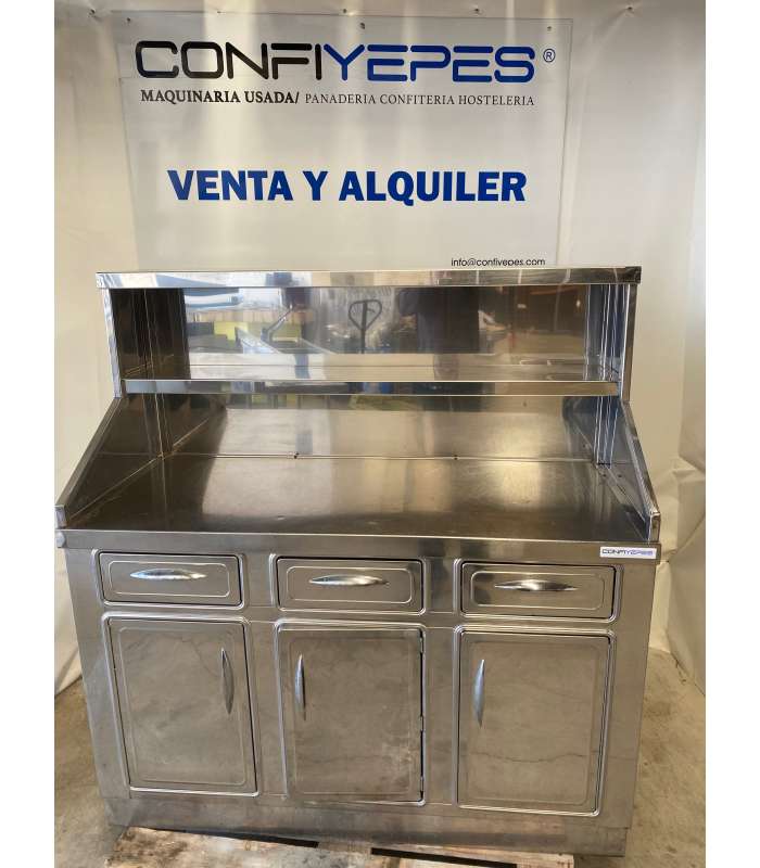 MESA MURAL DOBLE PLATERA CAJONES Y PUERTAS