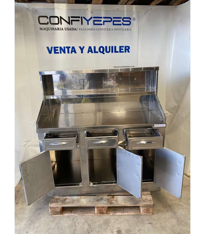 MESA MURAL DOBLE PLATERA CAJONES Y PUERTAS