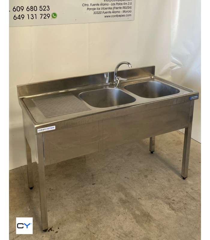 FREGADOR DOS SENOS + ESCURRIDOR IZQ