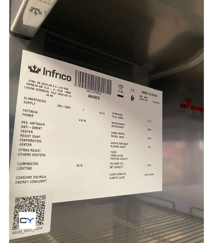 EXPOSITOR DOBLE PUERTA CRISTAL REFRIGERADO INFRICO