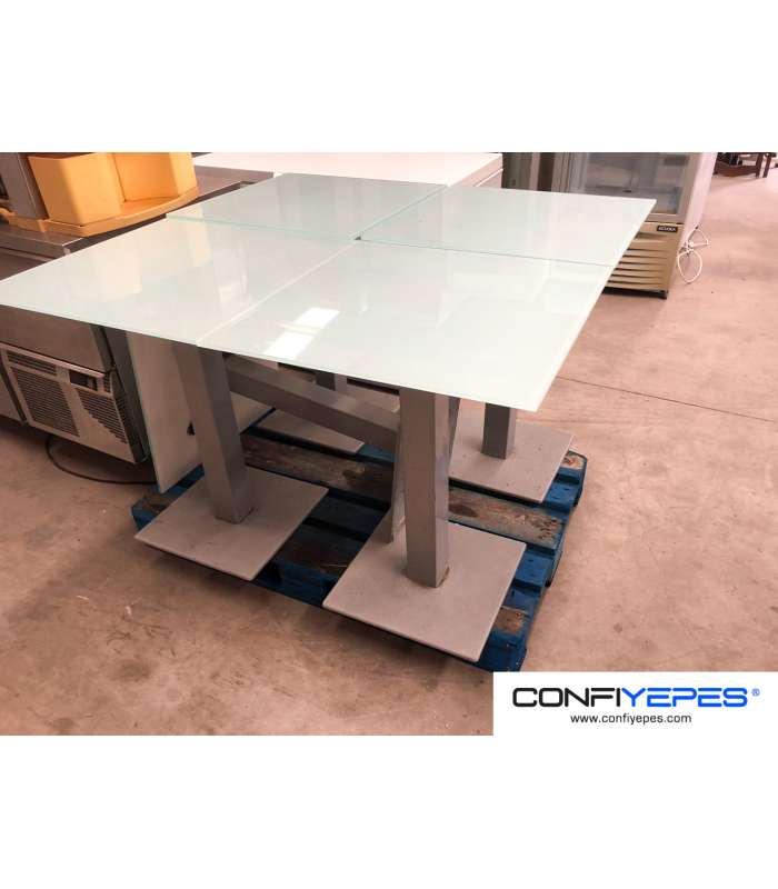 CONJUNTO MESAS CRISTAL SILLAS NEGRAS  - 2