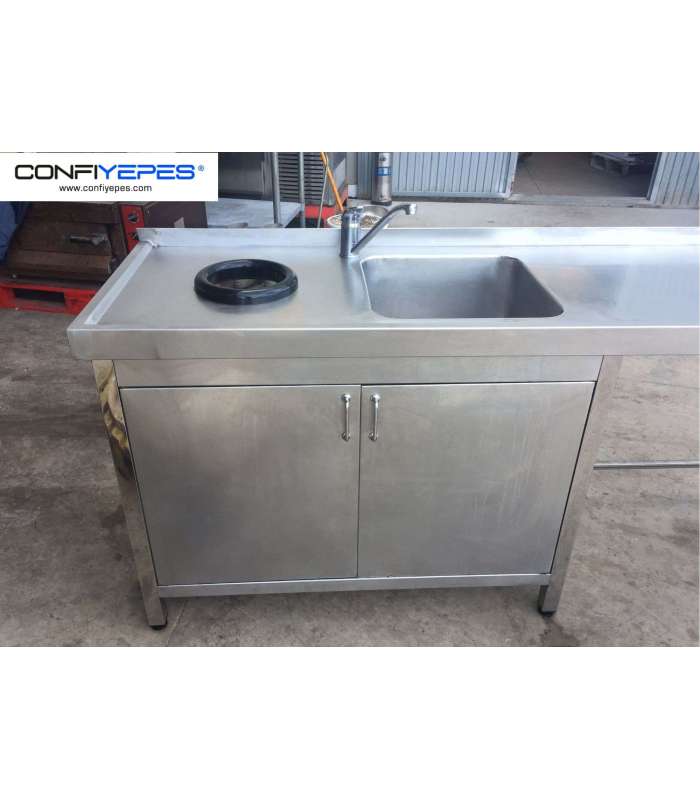 MUEBLE FREGADOR ACERO INOXIDABLE CON ARMARIO ConfiYepes - 3